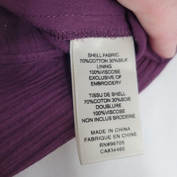 REBECCA TAYLOR top plum purple pinwheel silk blend eyelet 4 - Picture 9 of 12